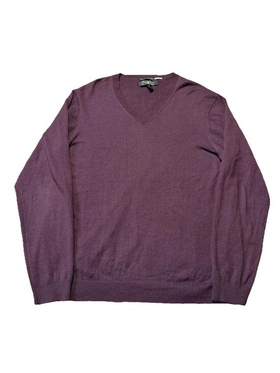Pronto Uomo Other - Pronto Uomo Men's 100% Extra Fine Merino Wool V-neck Sweater Size XL Purple